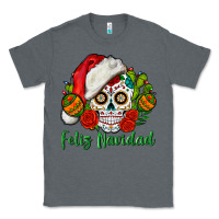 Charcoal Heather Feliz Navidad Skull Classic Tee - BundleAndBundleShop