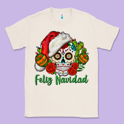Feliz Navidad Skull Classic Tee Designed By Bundleandbundleshop