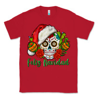 Red Feliz Navidad Skull Classic Tee - BundleAndBundleShop