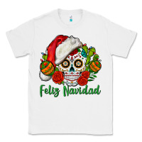 White Feliz Navidad Skull Classic Tee - BundleAndBundleShop