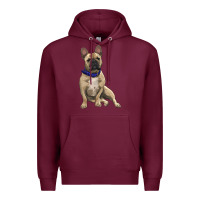 Burgundy French bulldog with royal blue Premium Hoodie - RanaPortraitStore