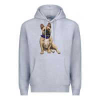 Heather Grey French bulldog with royal blue Premium Hoodie - RanaPortraitStore