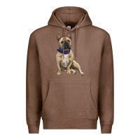 Chestnut French bulldog with royal blue Premium Hoodie - RanaPortraitStore