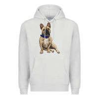Dove Grey French bulldog with royal blue Premium Hoodie - RanaPortraitStore