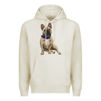 Oatmeal Heather French bulldog with royal blue Premium Hoodie - RanaPortraitStore