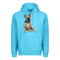 Ocean Blue French bulldog with royal blue Premium Hoodie - RanaPortraitStore