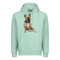 Seafoam French bulldog with royal blue Premium Hoodie - RanaPortraitStore