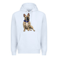 White French bulldog with royal blue Premium Hoodie - RanaPortraitStore