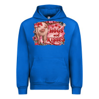 Cobalt Valentines Day Pig Hogs And Kisses Urban Hoodie - RanaPortraitStore