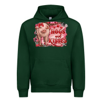 Forest Green Valentines Day Pig Hogs And Kisses Urban Hoodie - RanaPortraitStore