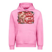 Fuchsia Pink Valentines Day Pig Hogs And Kisses Urban Hoodie - RanaPortraitStore