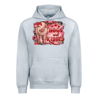 Heather Grey Valentines Day Pig Hogs And Kisses Urban Hoodie - RanaPortraitStore