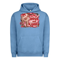 Pigment Pebble Blue Valentines Day Pig Hogs And Kisses Urban Hoodie - RanaPortraitStore