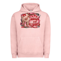 Pigment Salmon Valentines Day Pig Hogs And Kisses Urban Hoodie - RanaPortraitStore