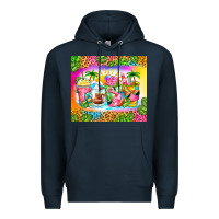 Navy summer coffee cups Premium Hoodie - Zillion Design Studio