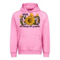 Fuchsia Pink with god all things are possible Urban Hoodie - texasbilliewilder