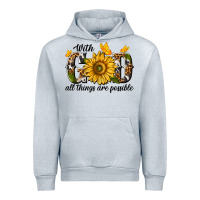 Heather Grey with god all things are possible Urban Hoodie - texasbilliewilder