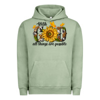 Pigment Oil Green with god all things are possible Urban Hoodie - texasbilliewilder