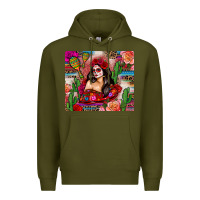 Army Green mexico girl serape Premium Hoodie - Zillion Design Studio