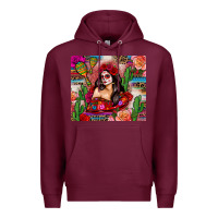 Burgundy mexico girl serape Premium Hoodie - Zillion Design Studio