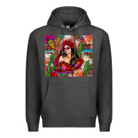 Charcoal Heather mexico girl serape Premium Hoodie - Zillion Design Studio