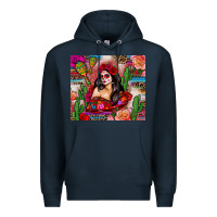 Navy mexico girl serape Premium Hoodie - Zillion Design Studio