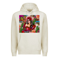 Oatmeal Heather mexico girl serape Premium Hoodie - Zillion Design Studio