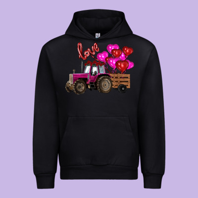 Urban Hoodie Valentine's day pink tractor with pin heart balloons