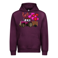 Mauve Wine Valentine's day pink tractor with pin heart balloons Urban Hoodie - RanaPortraitStore