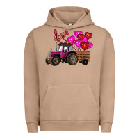 Pigment Burro Valentine's day pink tractor with pin heart balloons Urban Hoodie - RanaPortraitStore