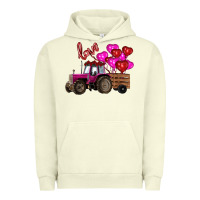 Pigment Pistachio Valentine's day pink tractor with pin heart balloons Urban Hoodie - RanaPortraitStore