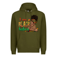Army Green i am black history afro black woman juneteenth Premium Hoodie - texasbilliewilder