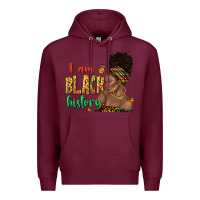 Burgundy i am black history afro black woman juneteenth Premium Hoodie - texasbilliewilder