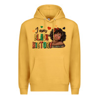 Mustard i am black history afro girl Premium Hoodie - texasbilliewilder