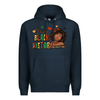 Navy i am black history afro girl Premium Hoodie - texasbilliewilder
