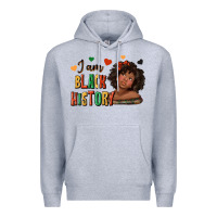 Heather Grey i am black history afro girl Premium Hoodie - texasbilliewilder