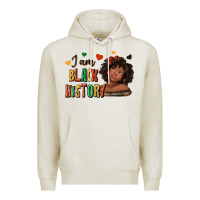 Oatmeal Heather i am black history afro girl Premium Hoodie - texasbilliewilder