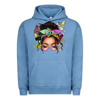 Pigment Pebble Blue 90s messy bun Urban Hoodie - texasbilliewilder