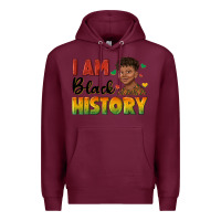 Burgundy i am black history with afro black boy Premium Hoodie - texasbilliewilder