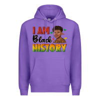 Purple i am black history with afro black boy Premium Hoodie - texasbilliewilder