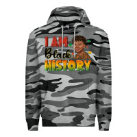 Slate Camo i am black history with afro black boy Premium Hoodie - texasbilliewilder