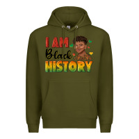 Army Green i am black history with afro black boy Premium Hoodie - texasbilliewilder