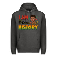 Charcoal Heather i am black history with afro black boy Premium Hoodie - texasbilliewilder