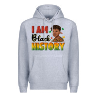 Heather Grey i am black history with afro black boy Premium Hoodie - texasbilliewilder