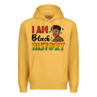 Mustard i am black history with afro black boy Premium Hoodie - texasbilliewilder