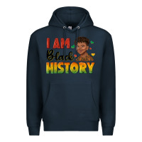 Navy i am black history with afro black boy Premium Hoodie - texasbilliewilder