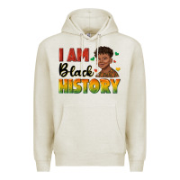 Oatmeal Heather i am black history with afro black boy Premium Hoodie - texasbilliewilder