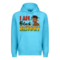 Ocean Blue i am black history with afro black boy Premium Hoodie - texasbilliewilder