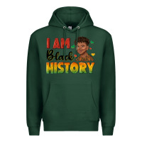 Sports Green i am black history with afro black boy Premium Hoodie - texasbilliewilder