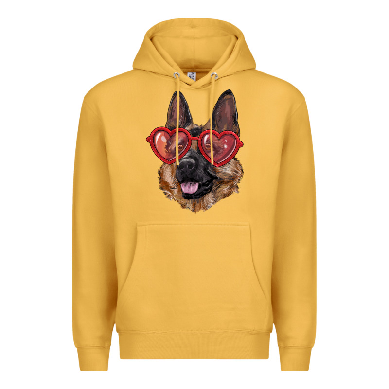 German Shepherd With Love Glasses Premium Hoodie by RanaPortraitStore | Teevron